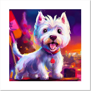 Cute West Highland White Terrier Drawing Posters and Art